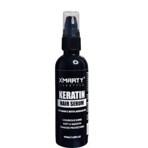 Keratin Hair Serum Vitamin E With Argan Oil Luxurious Shine Soft And Smooth Damage Protection for Frizz Control & Strength – 100ml | Xmarty Serum