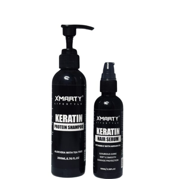 Keratin Protein Shampoo & Hair Serum Set – Strengthen, Repair, and Smooth Hair for a Silky, Healthy Shine