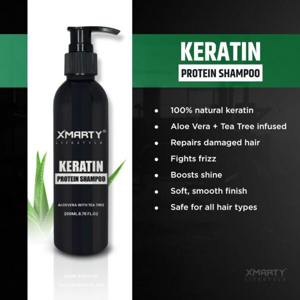 Keratin Protein Shampoo Aloe Vera With Tea Tree For Strengthen, Repair & Revitalize Your Hair – 200ml | Xmarty Shampoo - Image 2